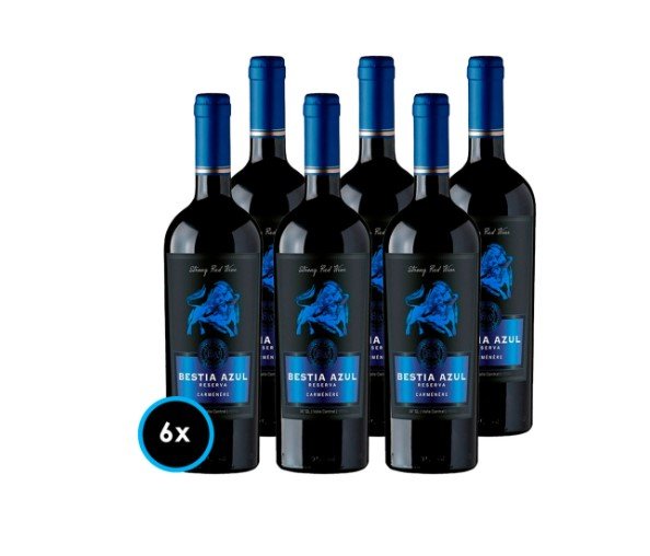CAJA BESTIA AZUL (Carmenere): 6x Vinos Bestia Azul Carmenere 750cc